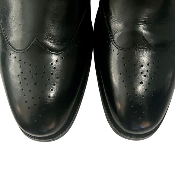 Steven Land Hand Made Leather Wingtip Oxford Dress Shoes Black10.5 Vero Cuoio - Picture 4 of 10